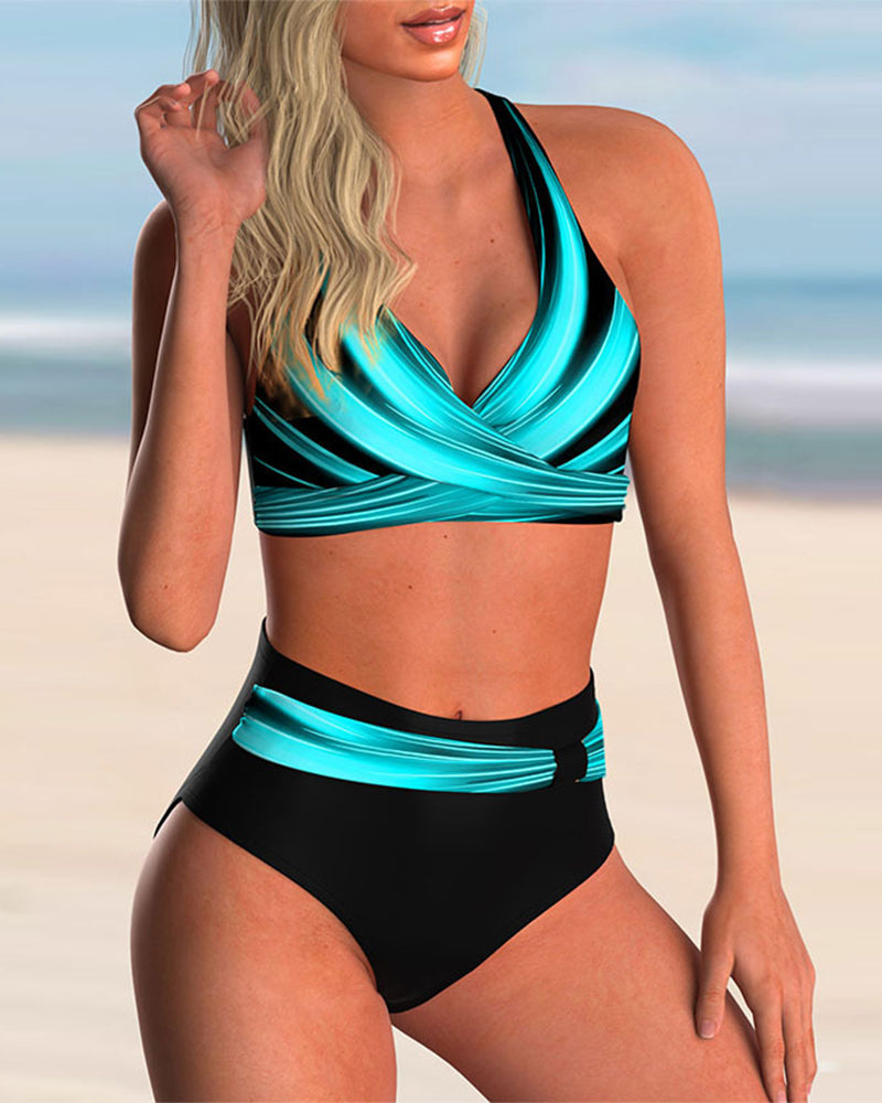 Liliana - Conjunto Bikini con Escote Cruzado y Estampado