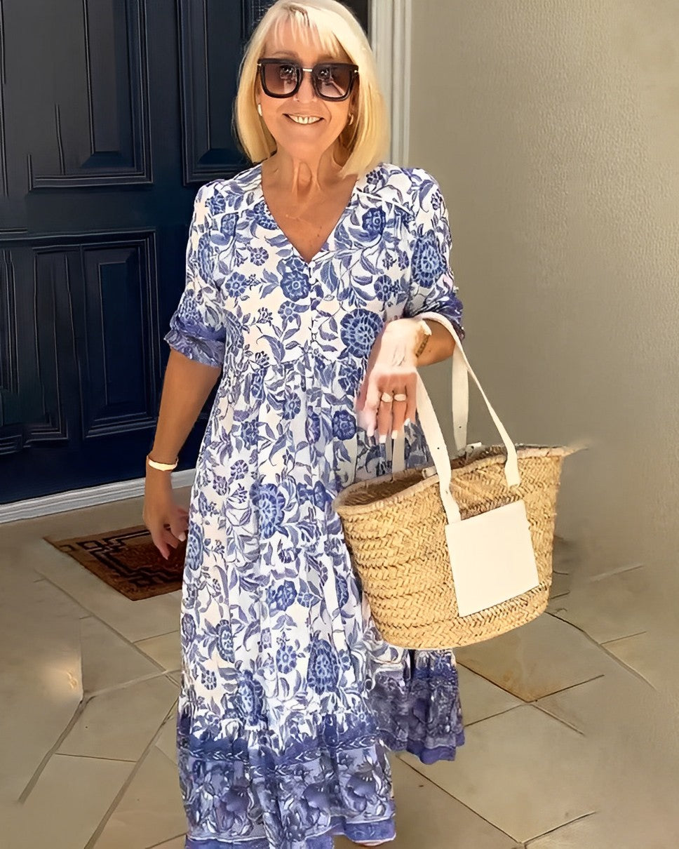 Ellie | Vestido Floral con Escote en V Elegante