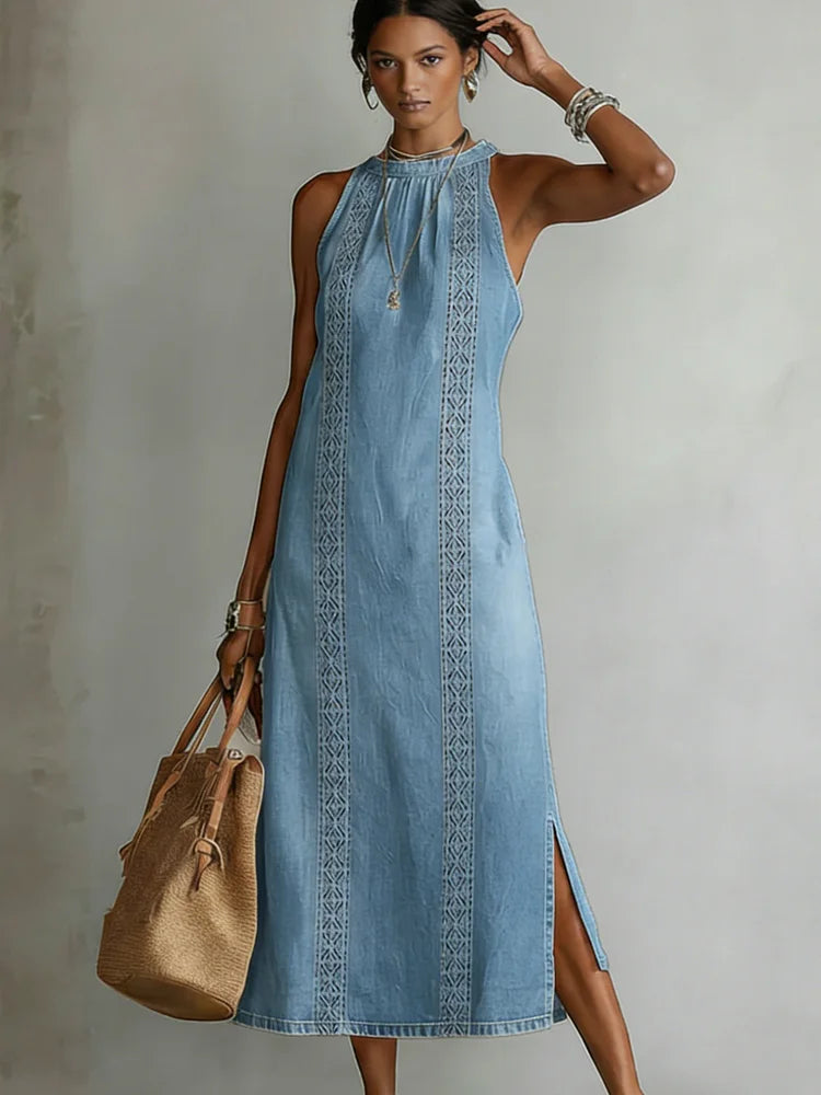 Julia™ | Vestido vaquero con encaje retro