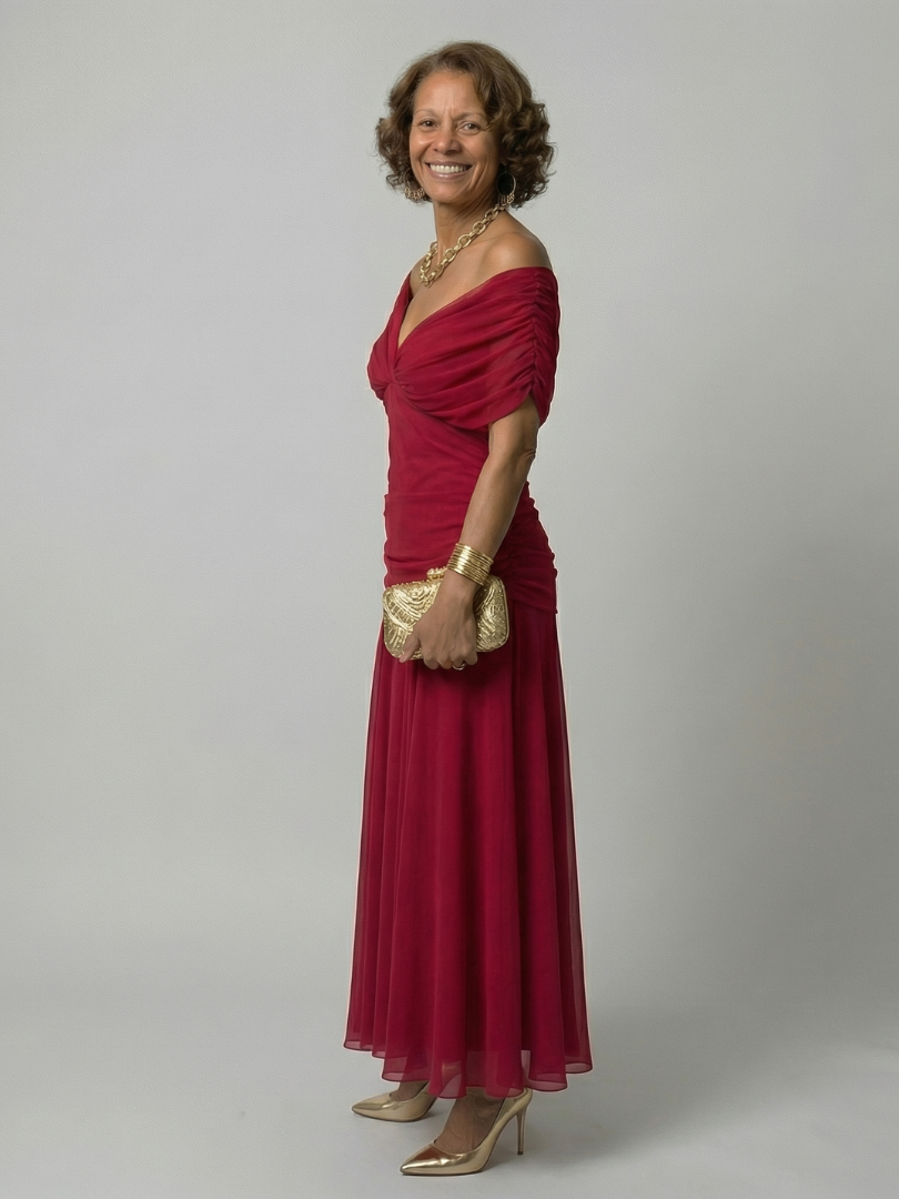 Calen | Vestidos Midi Fluidos Hombro Descubierto