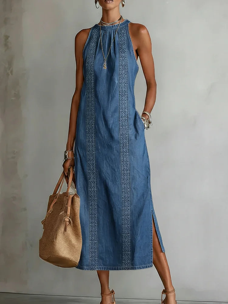 Julia™ | Vestido vaquero con encaje retro