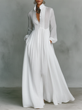 Vestido Maxi de Lino Patchwork con Cuello Alto