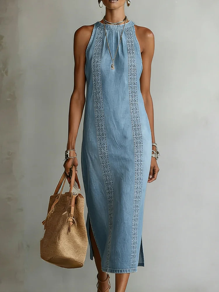 Julia™ | Vestido vaquero con encaje retro