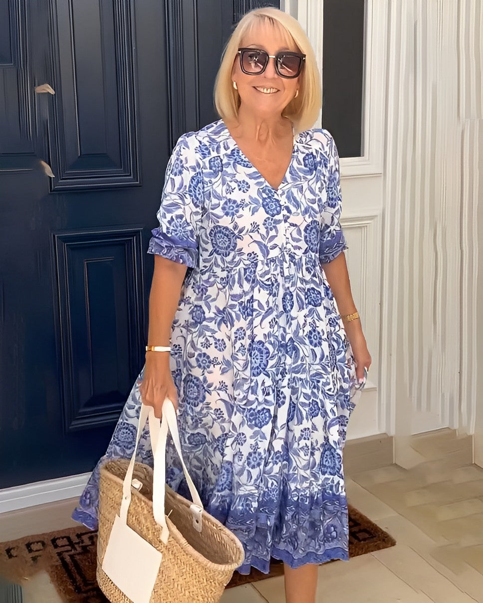 Ellie | Vestido Floral con Escote en V Elegante
