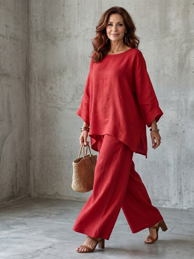 Prue | Conjunto Túnica Oversize y Pantalón Pierna Ancha