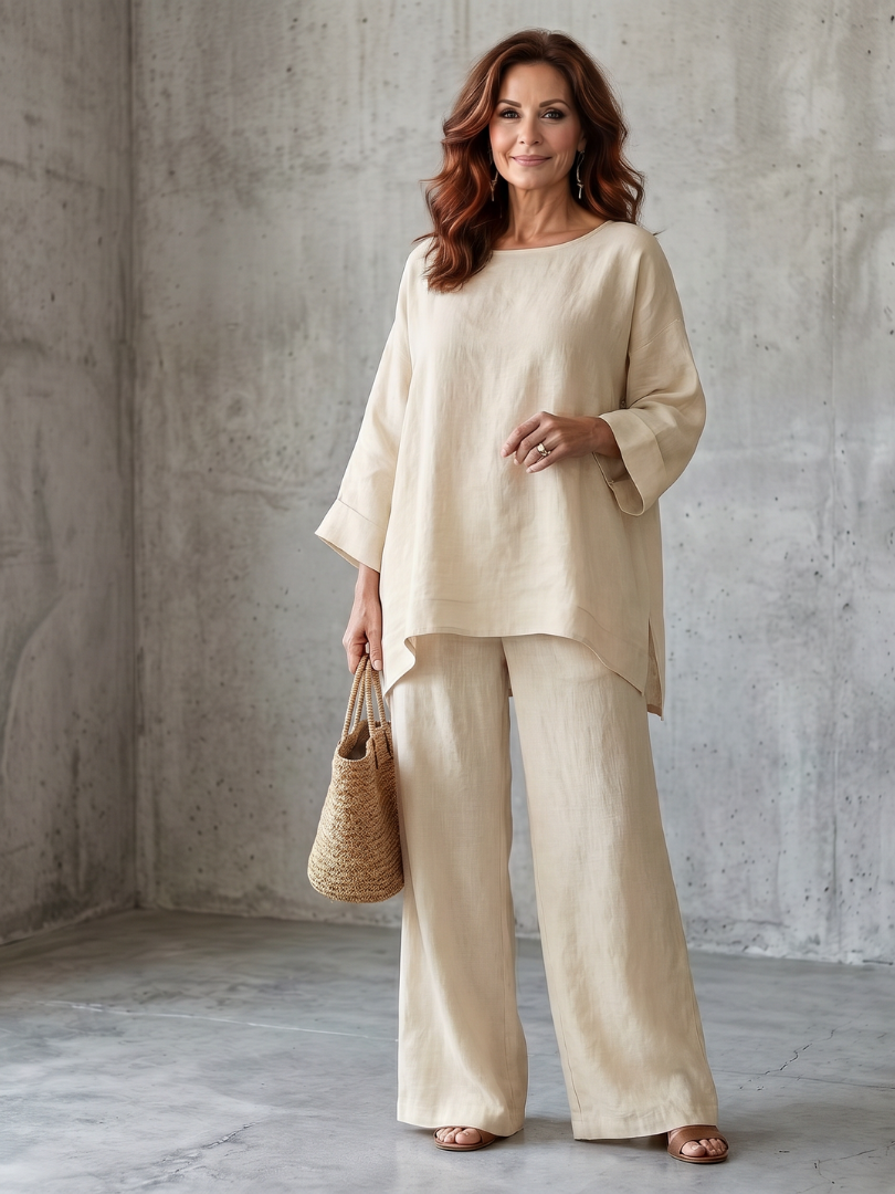 Prue | Conjunto Túnica Oversize y Pantalón Pierna Ancha