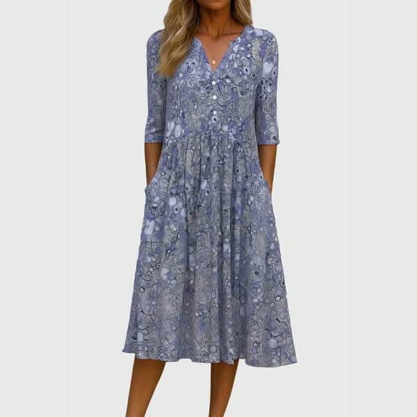 Evelyn | Vestido Midi Elegante con Bolsillos