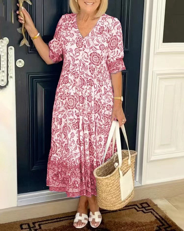 Ellie | Vestido Floral con Escote en V Elegante