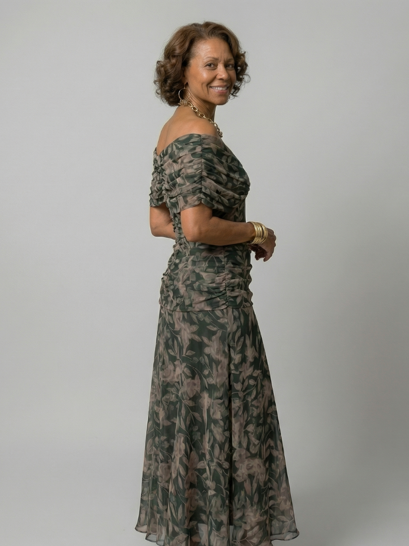 Calen | Vestidos Midi Fluidos Hombro Descubierto