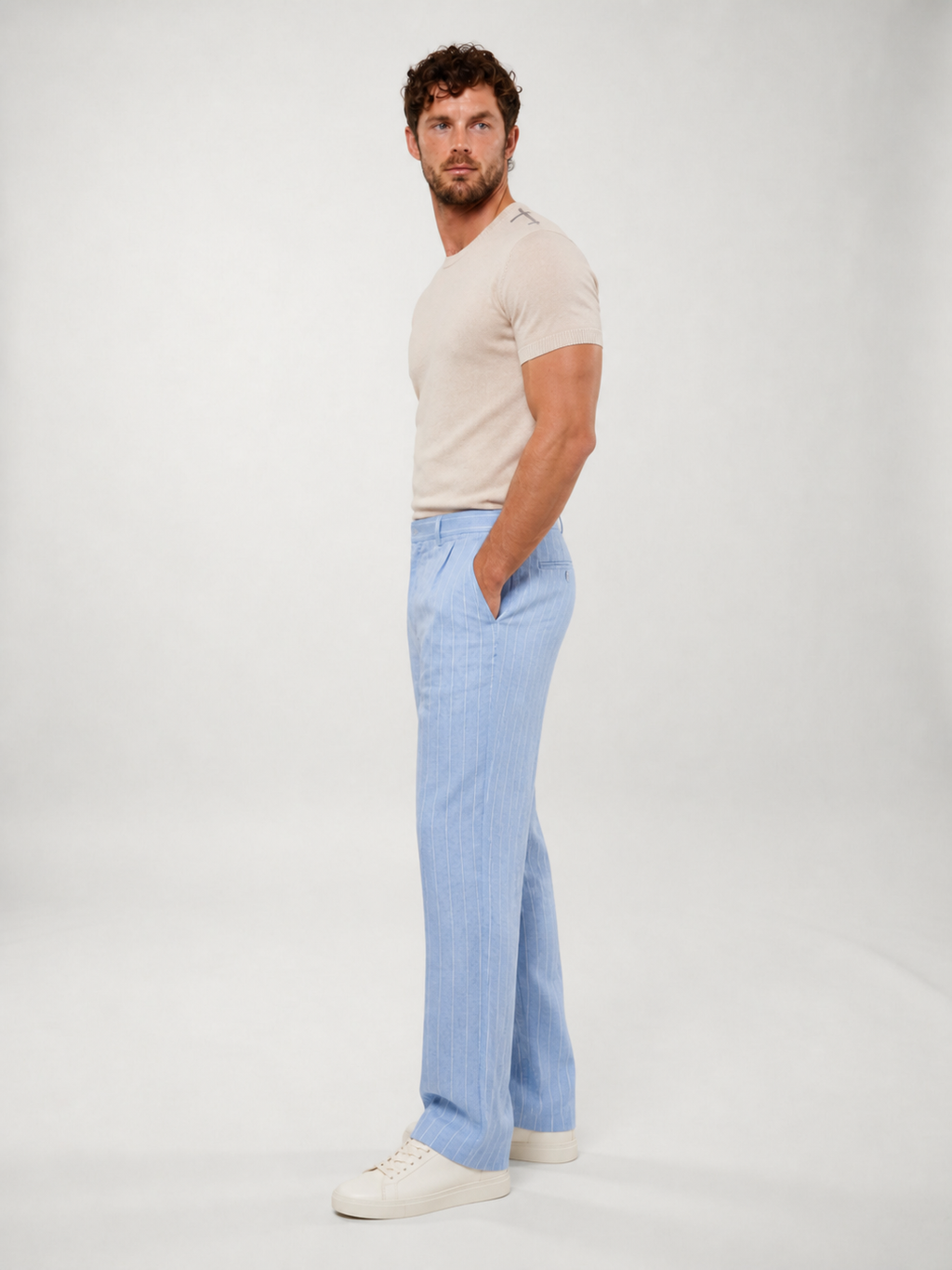 Pantalones de Lino a Rayas
