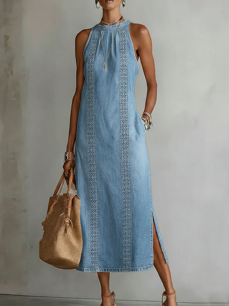 Julia™ | Vestido vaquero con encaje retro