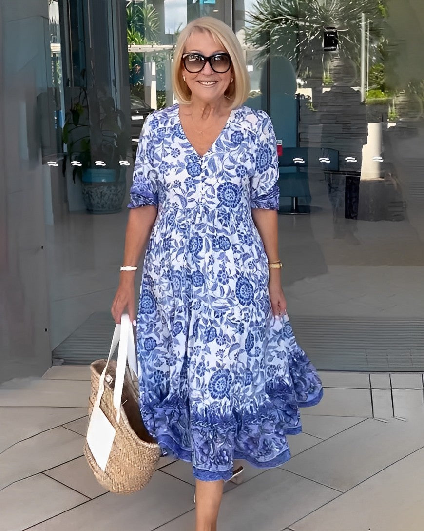Ellie | Vestido Floral con Escote en V Elegante