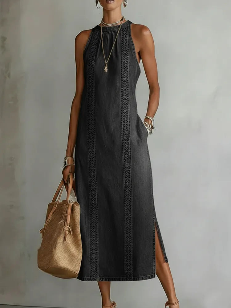 Julia™ | Vestido vaquero con encaje retro