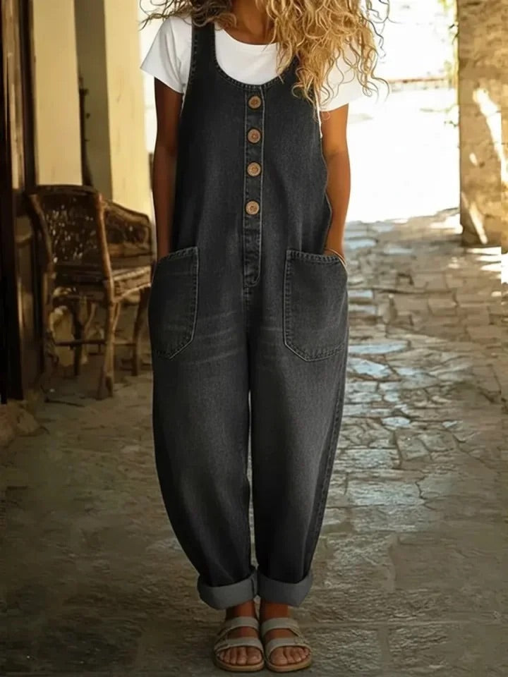 Ruth™ | Peto vaquero de algodón lavado vintage