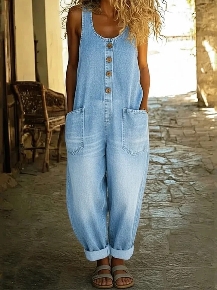 Ruth™ | Peto vaquero de algodón lavado vintage